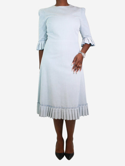 Blue corduroy ruffle-trimmed dress - size UK 14 Dresses The Vampire's Wife 