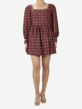 Load image into Gallery viewer, Red square-neck printed dress with puff sleeves - size S Dresses Muzungu Sisters 
