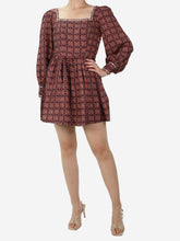 Load image into Gallery viewer, Red square-neck printed dress with puff sleeves - size S Dresses Muzungu Sisters 
