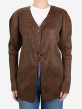 Load image into Gallery viewer, Brown check pleated cardigan - size UK 8 Tops Pleats Please 
