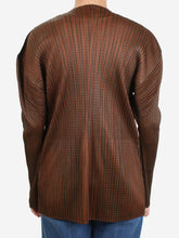 Load image into Gallery viewer, Brown check pleated cardigan - size UK 8 Tops Pleats Please 
