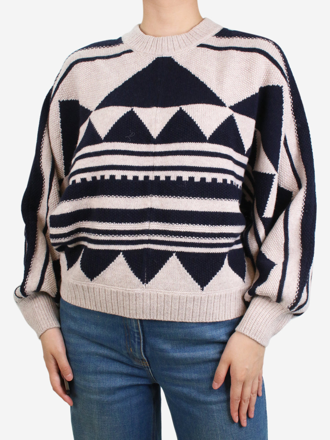 Neutral geometric pattern jumper - size UK 8 Knitwear ba&sh 