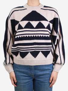ba&sh Neutral geometric pattern jumper - size UK 8