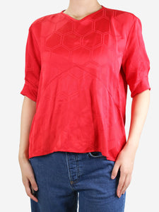 Isabel Marant Red short-sleeved geometric top - size UK 10