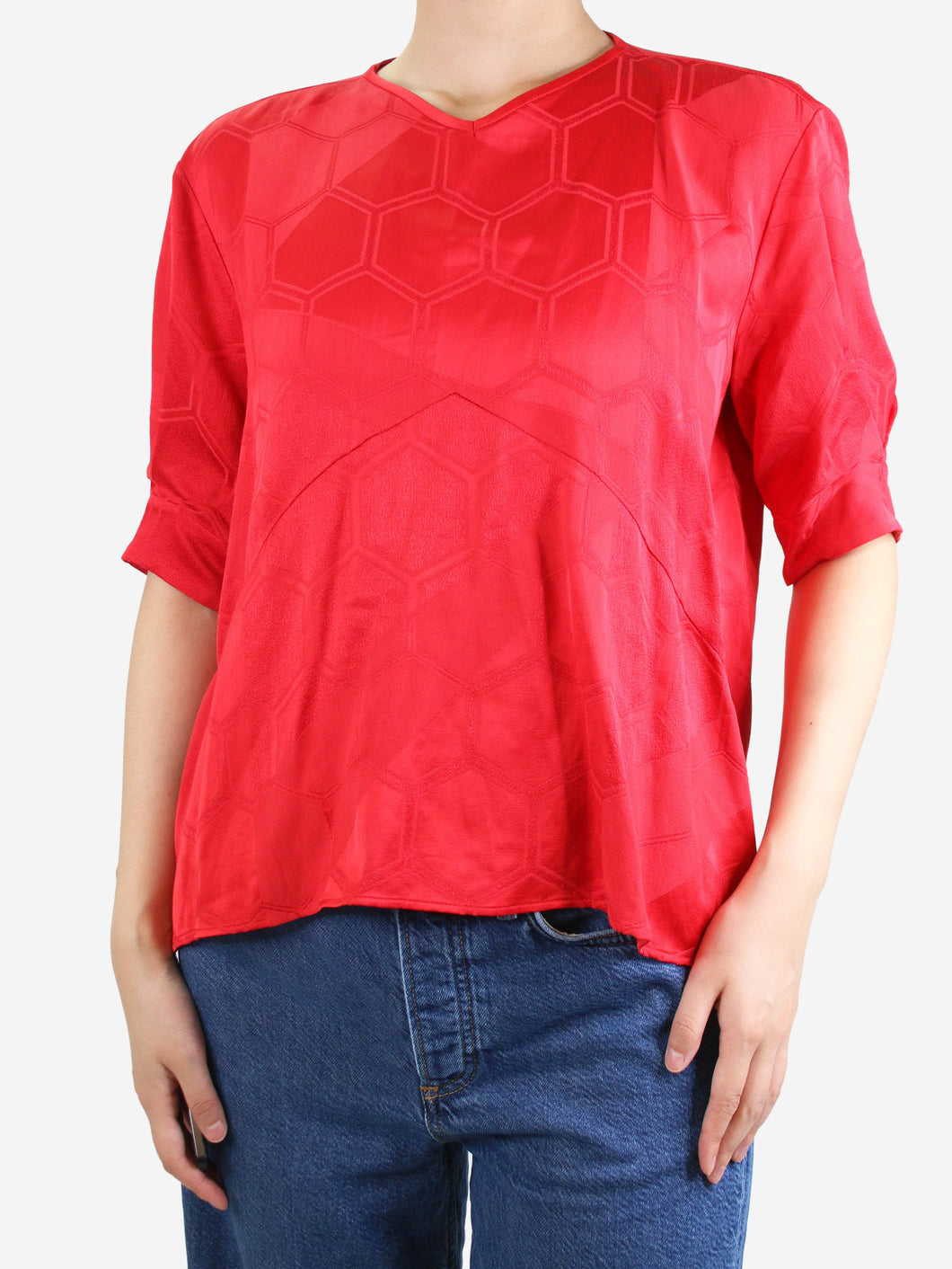 Red short-sleeved geometric top - size UK 10 Tops Isabel Marant 