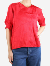 Load image into Gallery viewer, Red short-sleeved geometric top - size UK 10 Tops Isabel Marant 
