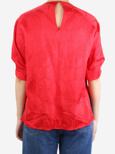 Isabel Marant Red short-sleeved geometric top - size UK 10