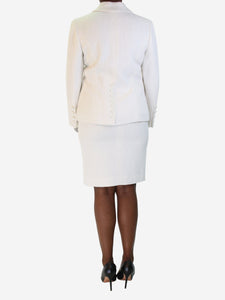 Chanel Cream sparkly tweed blazer and skirt set - size FR 42