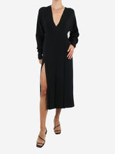 Load image into Gallery viewer, Black v-neckline midi dress - size UK 8 Dresses Burberry 
