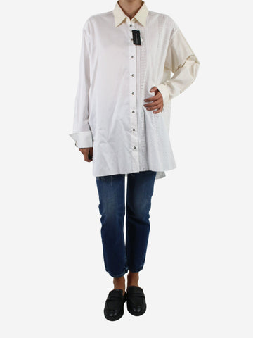 White patchwork oversize shirt - size UK 6 Tops re'MAde 