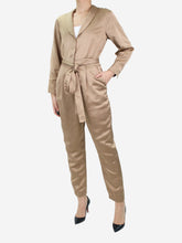 Load image into Gallery viewer, Neutral belted satin jumpsuit - size Jumpsuits Marina Moscone 
