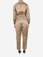 Load image into Gallery viewer, Neutral belted satin jumpsuit - size Jumpsuits Marina Moscone 
