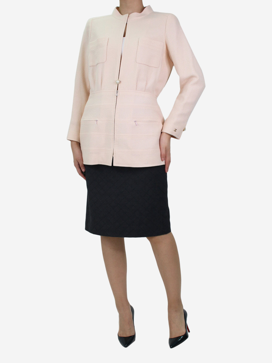 Chanel Pink textured pocket jacket - size FR 42 Dresses Chanel 