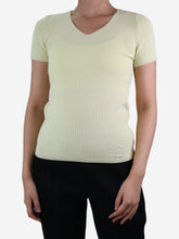 Load image into Gallery viewer, Chanel Yellow short-sleeved ribbed top - size UK 14 Tops Chanel 
