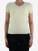 Load image into Gallery viewer, Chanel Yellow short-sleeved ribbed top - size UK 14 Tops Chanel 
