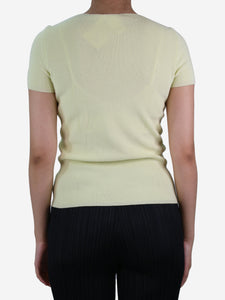 Chanel Yellow short-sleeved ribbed top - size UK 14