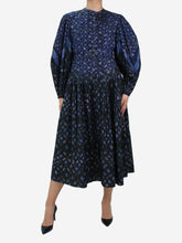 Load image into Gallery viewer, Blue puff-sleeved printed dress with pleats - size UK 8 Dresses Ulla Johnson 

