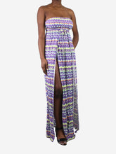 Load image into Gallery viewer, Purple strapless printed dress - size S/M Dresses Melissa Odabash 
