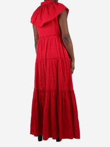 Wiggy Kit Red sleeveless seersucker tiered dress - size M