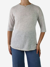 Load image into Gallery viewer, Grey beaded-trim cashmere top - size M Knitwear Divine Cashmere 
