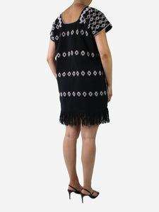 Pippa Holt Black embroidered sleeveless fringe dress - size One Size