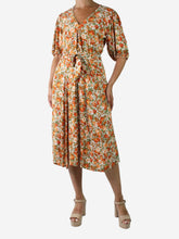 Load image into Gallery viewer, Orange floral printed midi dress - size US 8 Dresses Faithfull The Brand 
