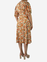 Load image into Gallery viewer, Orange floral printed midi dress - size US 8 Dresses Faithfull The Brand 
