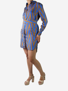 Diane Von Furstenberg Blue striped polka dot shirt dress - size US 2