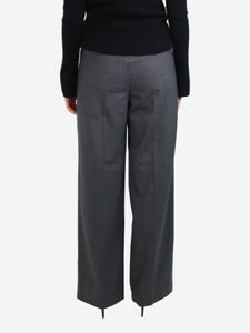 Sandro Grey pleated-front wide-leg mid-rise wool-blend trousers - size UK 8