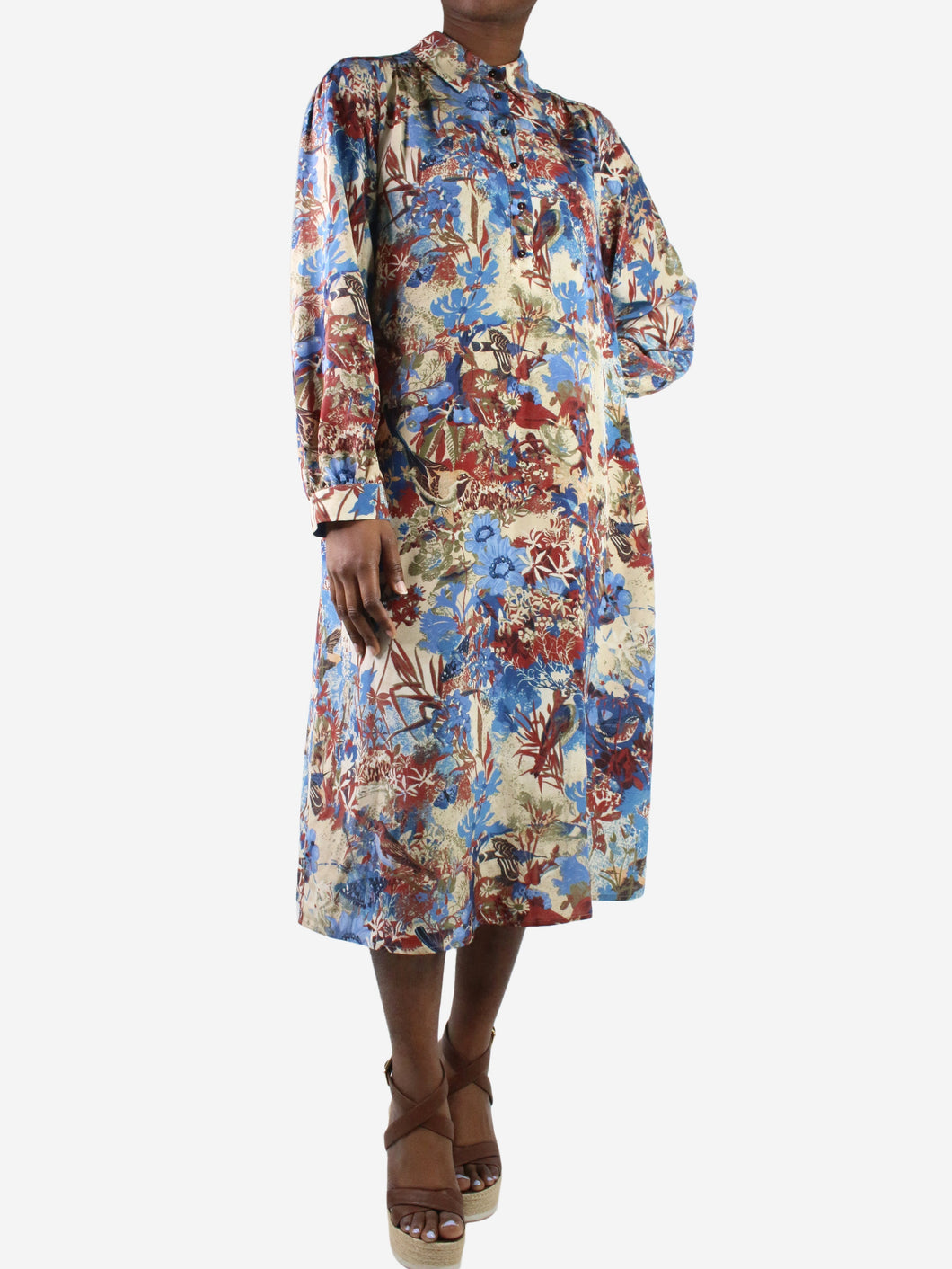 Multicoloured silk floral dress - size IT 44 Dresses Momoni 