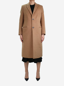 Valentino Neutral wool coat with rockstud collar - size UK 16