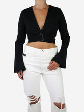 Load image into Gallery viewer, Black wrap front long-sleeve top - size UK 8 Tops Beaufille 
