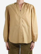 Load image into Gallery viewer, Brown balloon sleeved shirt - size S Tops Vince 
