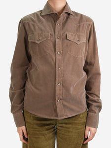 Brunello Cucinelli Brown corduroy pocket shirt - size S