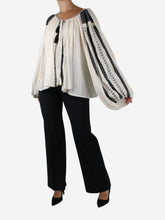 Load image into Gallery viewer, Cream embroidered oversized blouse - size One Size Tops Mes Demoiselles 
