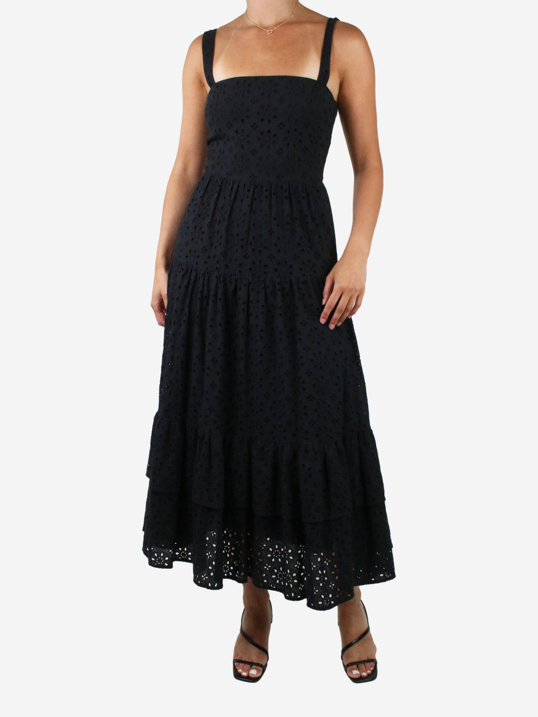 Black broderie anglaise maxi dress - size UK 8 Dresses Borgo De Nor 