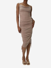 Load image into Gallery viewer, Neutral sparkly gathered dress with slip - no size label Dresses Dion Lee 
