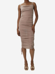Dion Lee Neutral sparkly gathered dress with slip - no size label