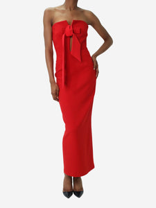 New Arrivals Red strapless ribbon-front dress - size FR 34