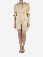 Load image into Gallery viewer, Yellow ruffle short-sleeve top and shorts set - size UK 10 Sets Anna Mason 
