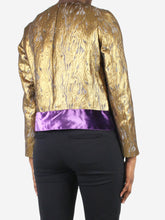 Load image into Gallery viewer, Gold feather trimmed blouse - size FR 40 Tops Dries Van Noten 

