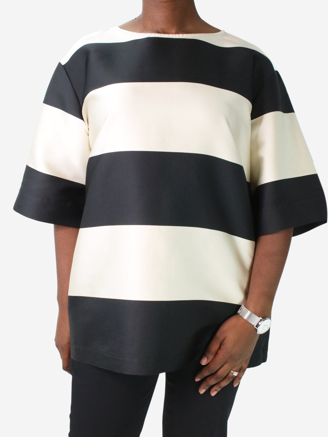Neutral short-sleeved striped top - size M Tops Dries Van Noten 