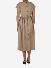 Load image into Gallery viewer, Neutral wool-linen blend pocket midi dress - size IT 40 Dresses Giuliva 
