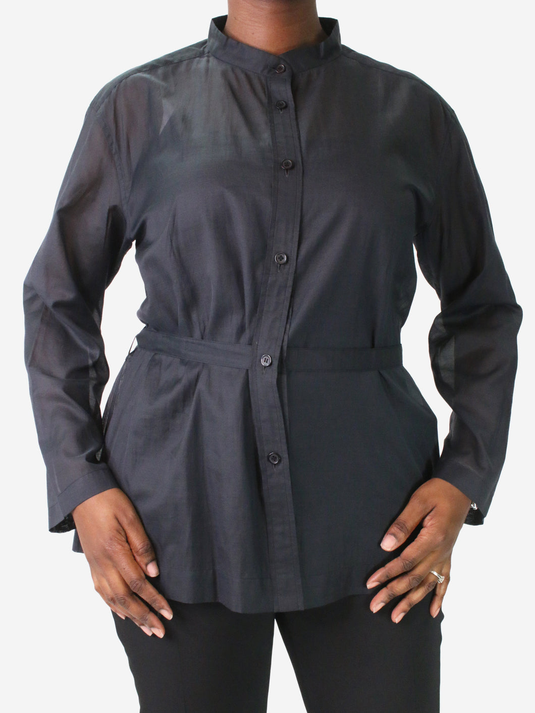 Black sheer long-sleeved shirt - size Tops Issey Miyake Fete 
