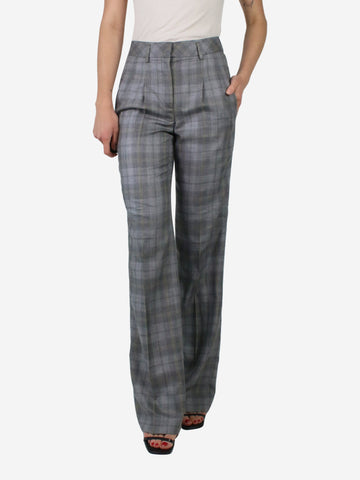Grey checkered cashmere-silk trousers - size UK 6 Trousers Akris 