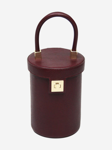 Burgundy bucket bag with flap and top handle Top Handle Bags Sparrows Weave 