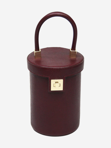 Burgundy bucket bag with flap and top handle Top Handle Bags Sparrows Weave 