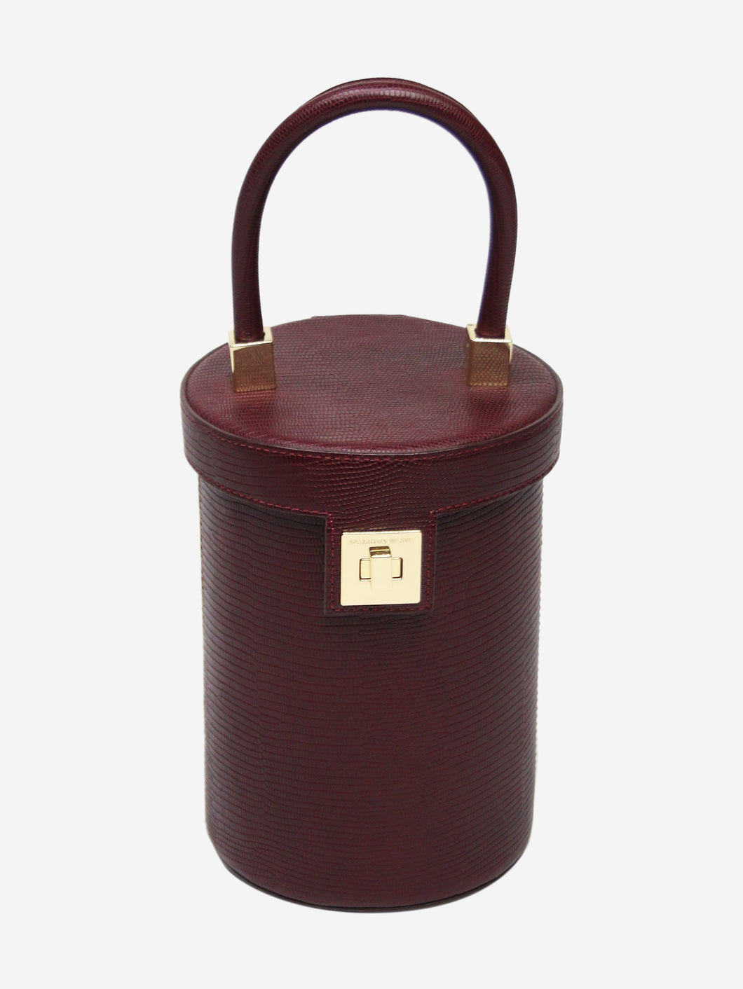 Burgundy bucket bag with flap and top handle Top Handle Bags Sparrows Weave 