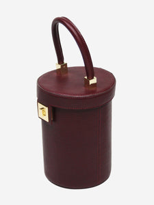 Sparrows Weave Burgundy bucket bag with flap and top handle