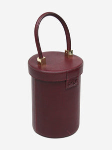 Sparrows Weave Burgundy bucket bag with flap and top handle